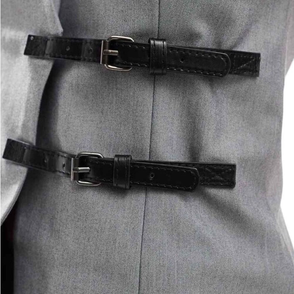 Gray Sleeveless Vest with Buckle Detail - Picture 6 of 6